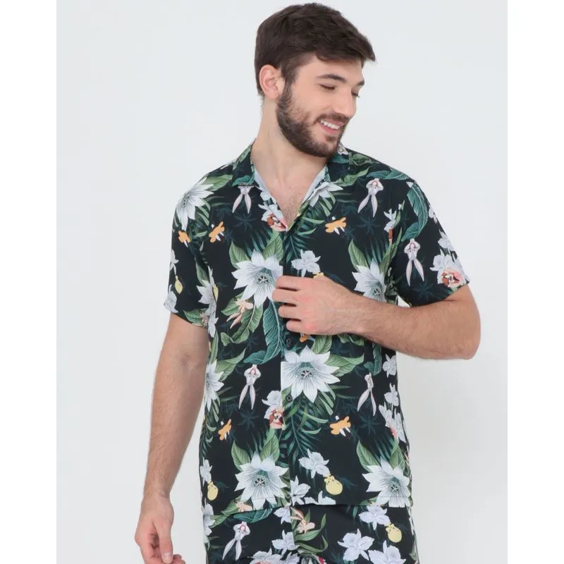 Camisa Masculina Estampada Looney Tunes Preta M