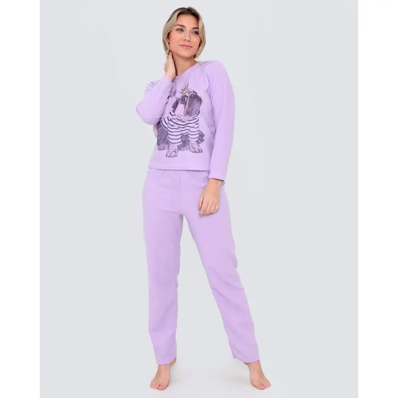 Pijama Longo Feminino Soft Lilás G