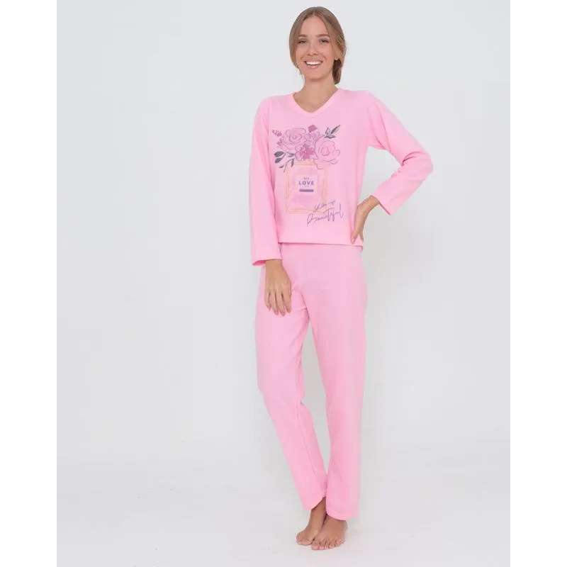 Pijama Feminino Soft Longo Rosa Claro M
