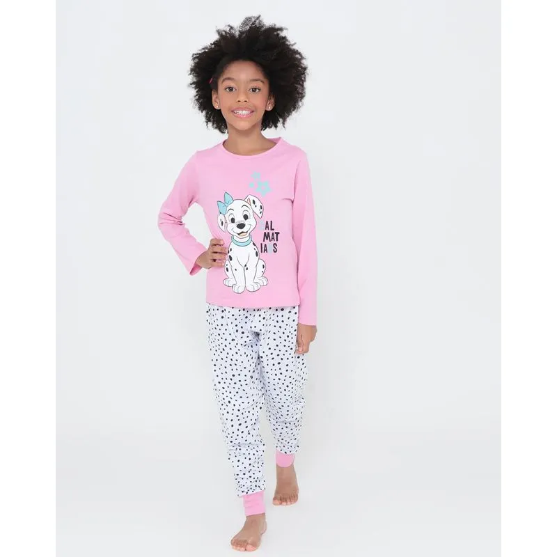 Pijama Infantil Longo 101 Dálmatas Disney Rosa Claro 6