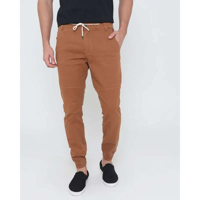Calça Sarja Masculina Jogger Marrom 38