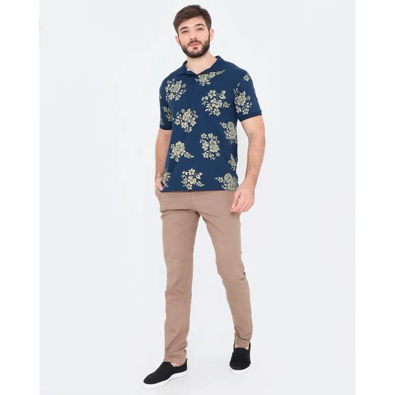 Calça Sarja Masculina Alfaiataria Reta Bege 42