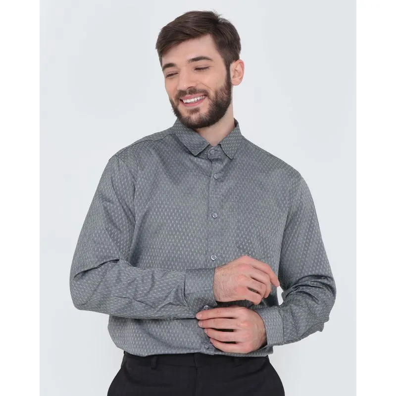 Camisa Masculina Manga Longa Textura Cinza 4