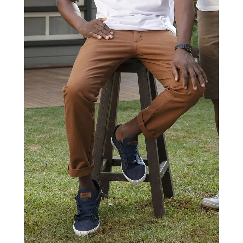 Calça Sarja Masculina Slim Marrom 40