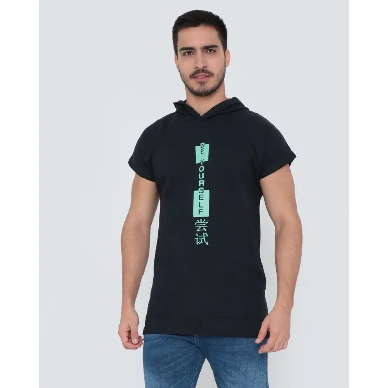 Camiseta Moletom Masculina Capuz Urban Preta P