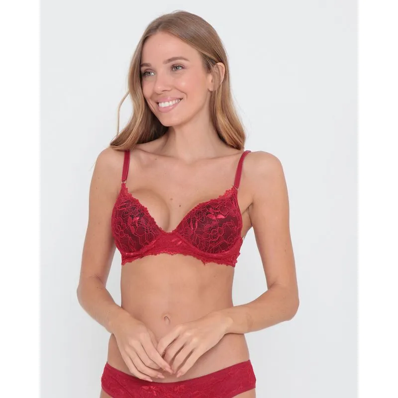 Sutiã Base Avulso Bojo Renda Floral Vermelho 44