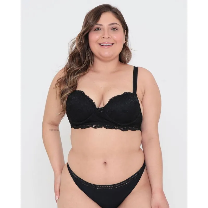 Sutiã Base Avulso Plus Size Renda Preto 48