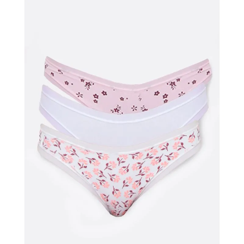 Kit 3 Calcinhas Biquíni Microfibra Rosa Branca Off White GG