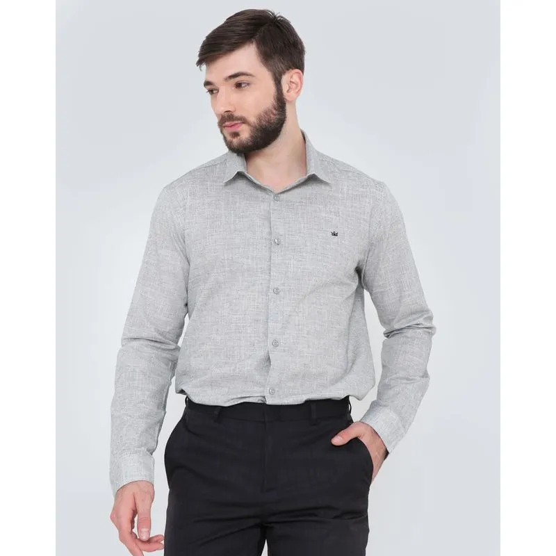 Camisa Masculina Manga Longa Cinza Claro 4