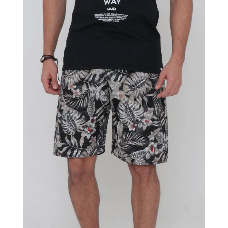 Bermuda Masculina Surf Estampa Floral Cinza M