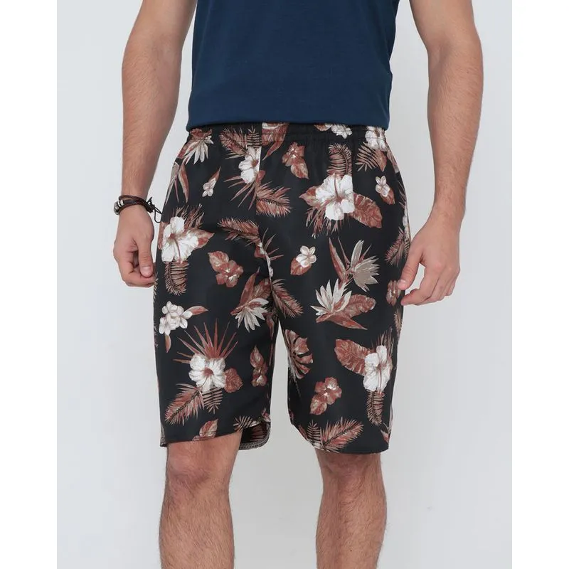 Bermuda Masculina Surf Estampa Floral Marrom G