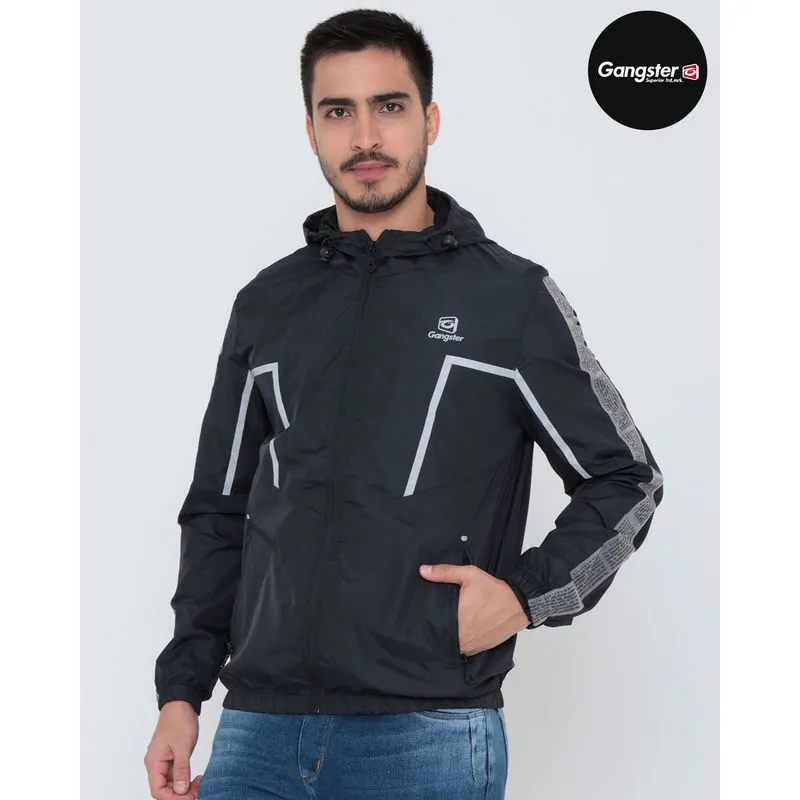 Jaqueta Corta Vento Masculina Com Zíper Gangster Preta P