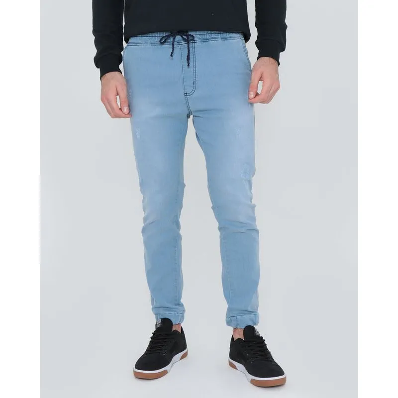 Calça Jeans Masculina Jogger Básica Azul Claro 40