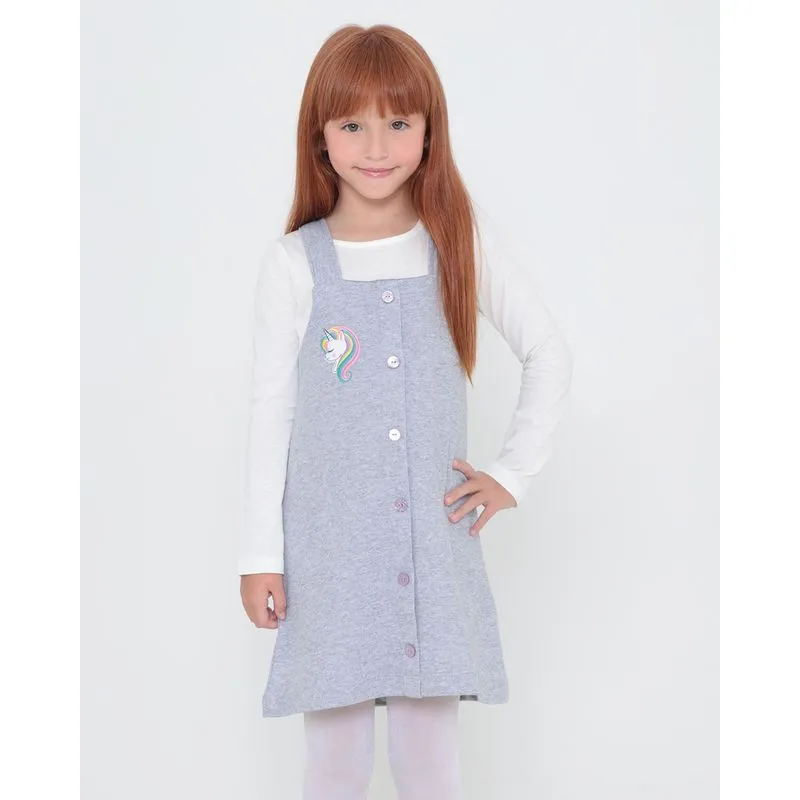 Salopete Infantil Com Blusa Unicórnios Branca 8