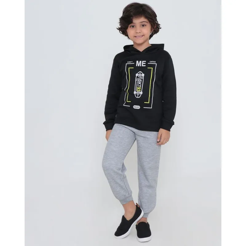 Conjunto Moletom Infantil Skate Preto 4
