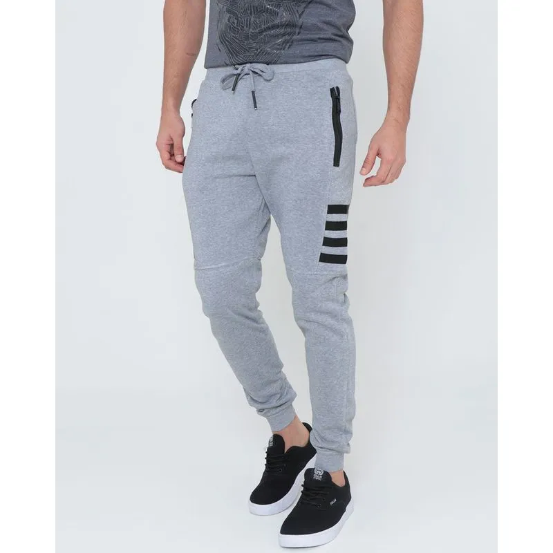 Calça Moletom Masculina Jogger Com Recortes Cinza Claro G