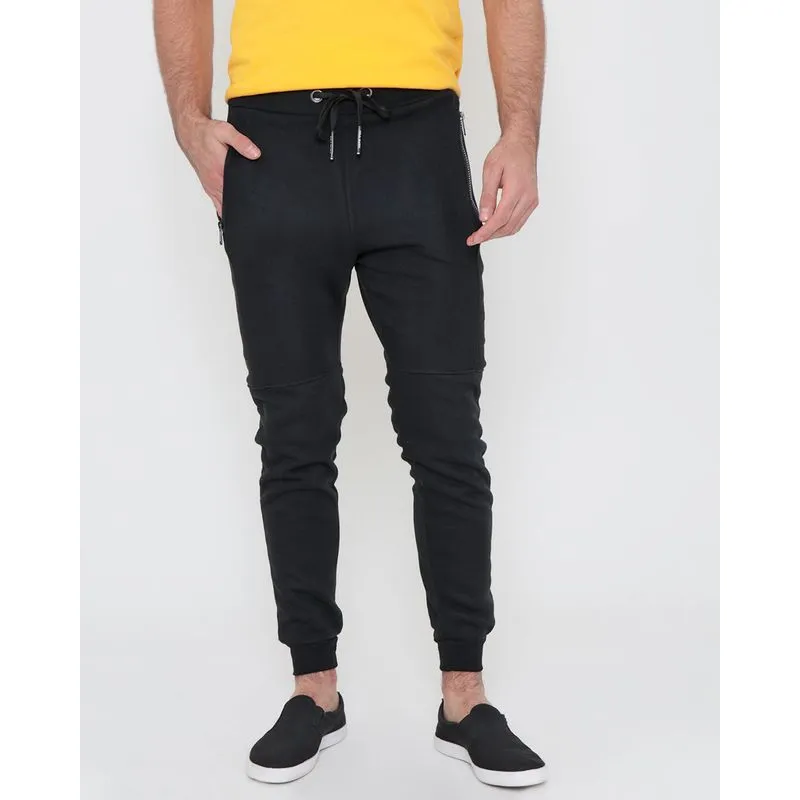 Calça Moletom Masculina Jogger Com Recortes Preta P