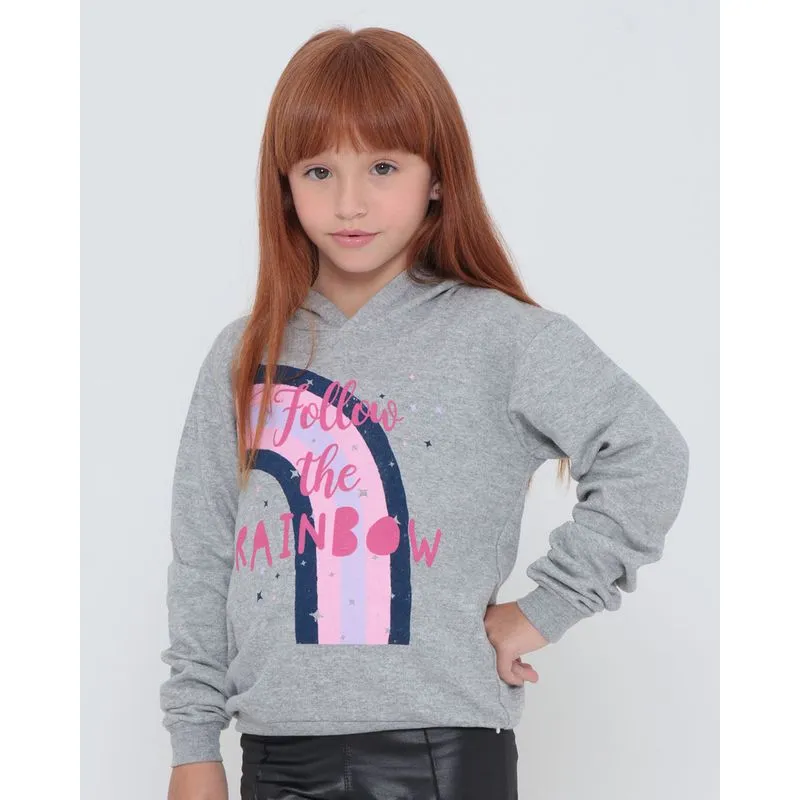 Blusão Moletom Infantil Arco-Íris Cinza 4