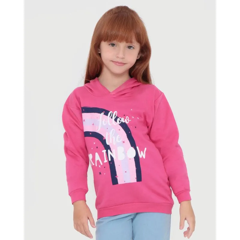Blusão Moletom Infantil Arco-Íris Rosa 6