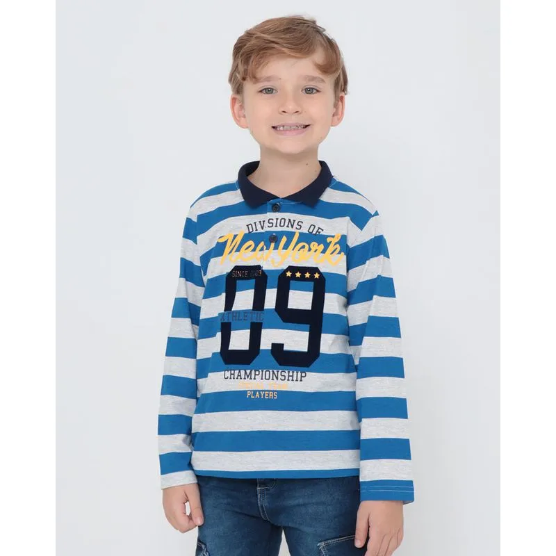 Polo Infantil Sport Listrada Mescla Cinza 4