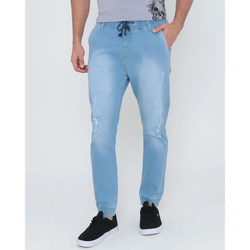 Calça Jeans Masculina Jogger Destroyed Azul 42