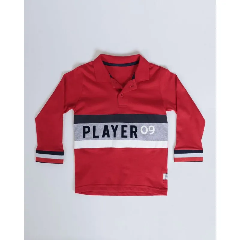 Polo Bebê Manga Longa Estampa Player Vermelha 1