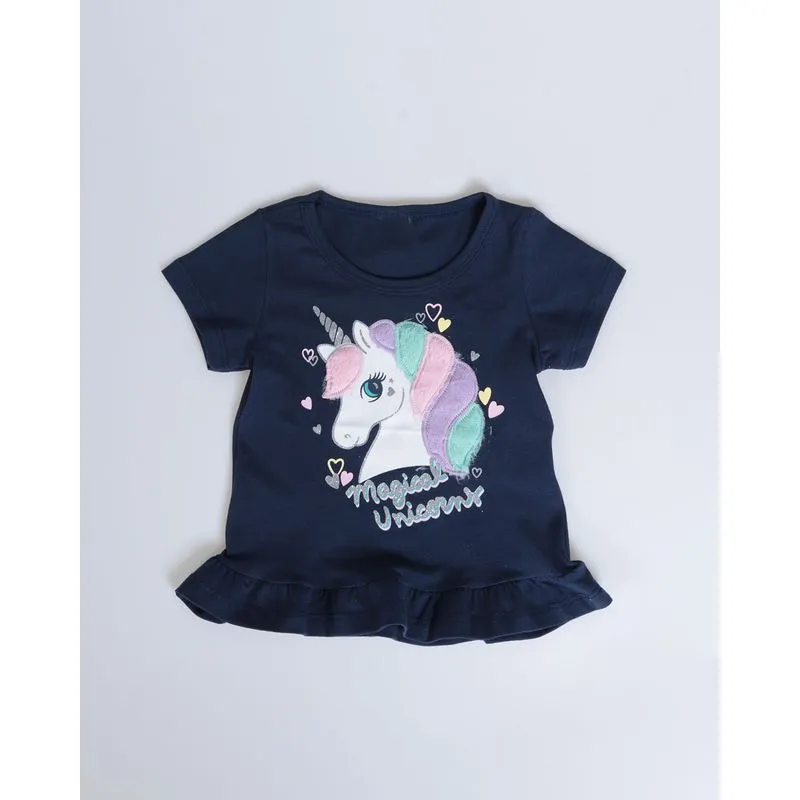 Blusa Bebê Estampa Unicórnio Azul Marinho 1