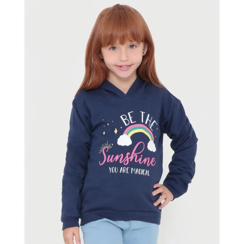Blusão Moletom Infantil Arco-Íris Azul Marinho 8
