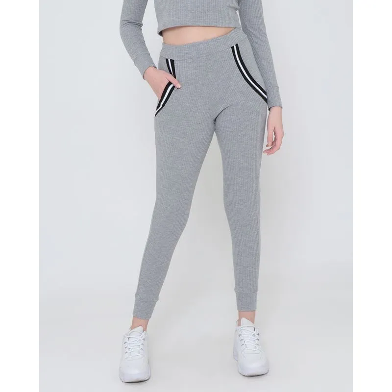 Calça Juvenil Canelada Jogger Cinza Claro 12