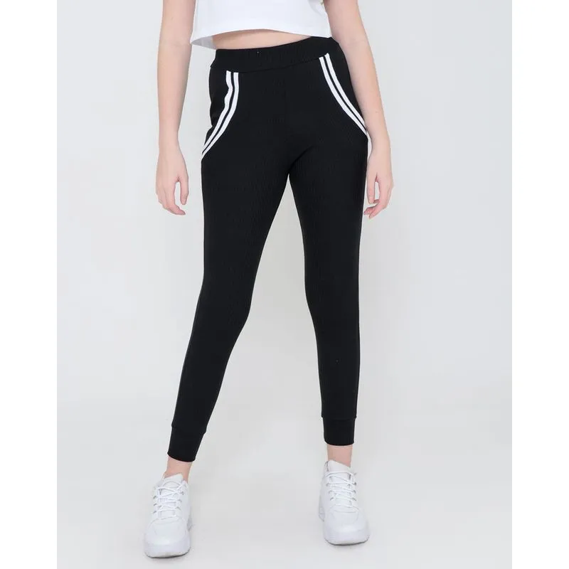 Calça Juvenil Canelada Jogger Preta 14