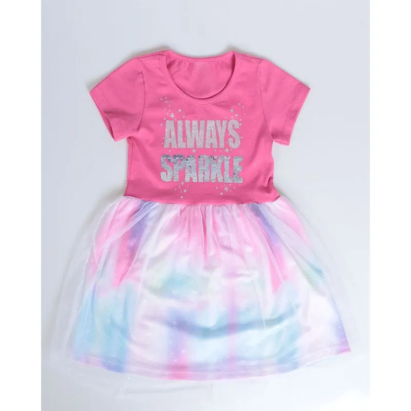 Vestido Bebê Paetês Tie Dye Rosa 1
