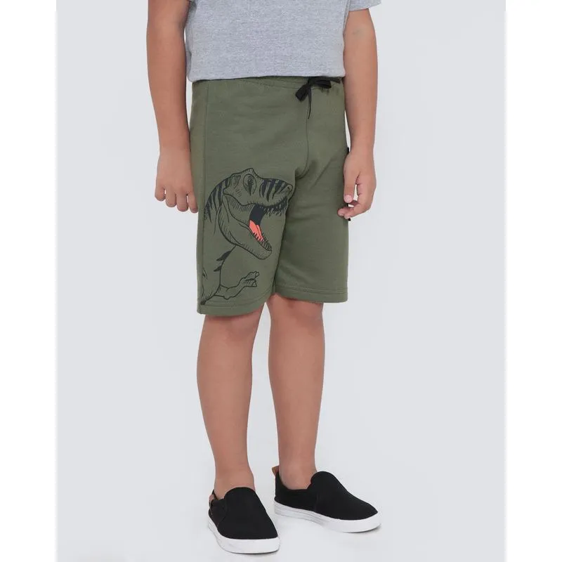 Bermuda Moletom Infantil Dino Verde Escuro 6