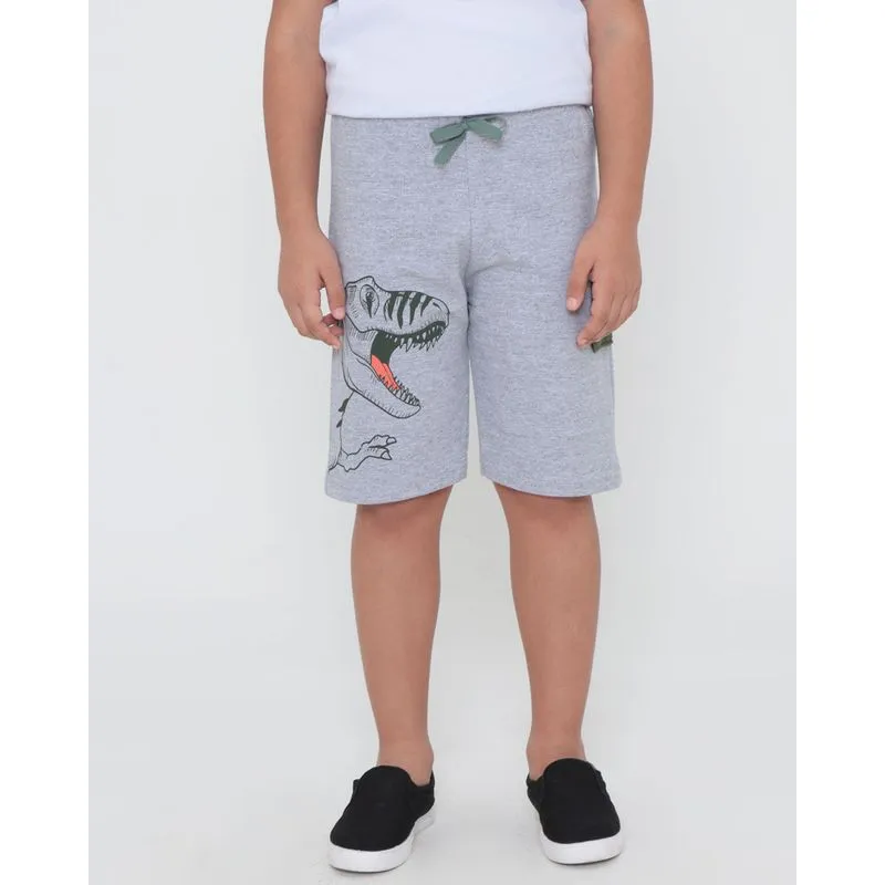 Bermuda Moletom Infantil Dino Cinza Claro 6