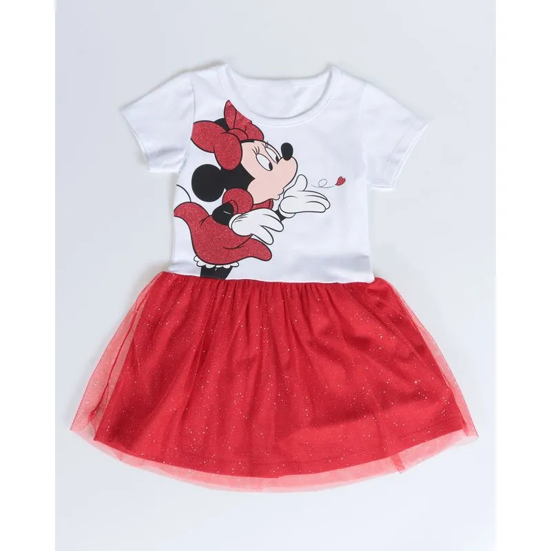 Vestido Bebê Tule Minnie Mouse Disney Branco 2