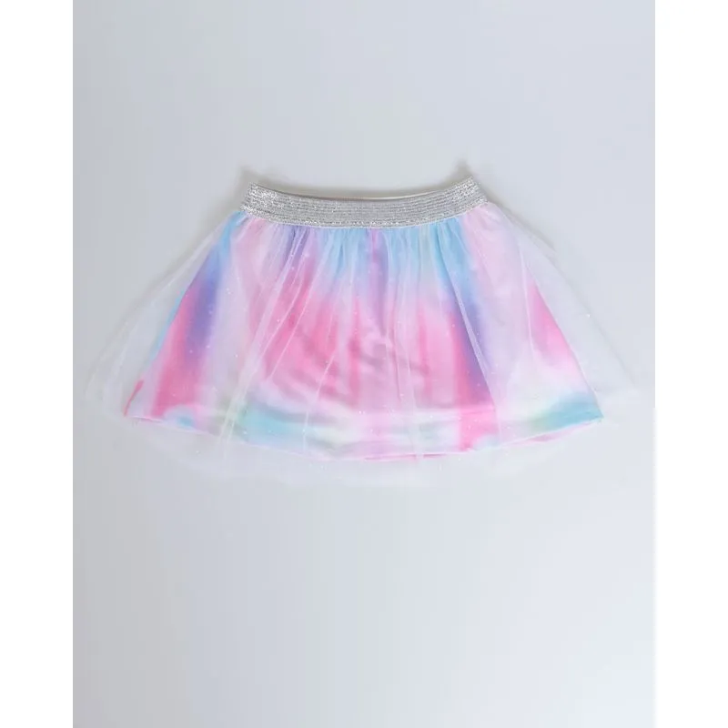 Short Saia Tule e Glitter Tie Dye Rosa 2