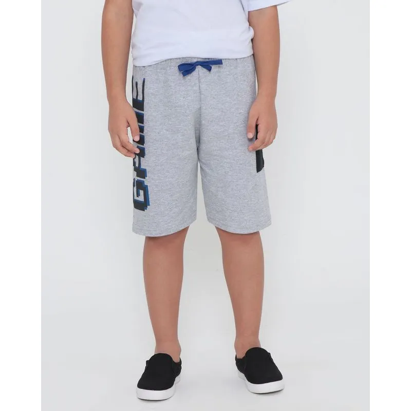 Bermuda Moletom Infantil Game Cinza Claro 8