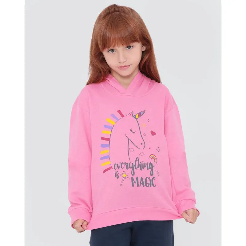 Blusão Moletom Infantil Estampa Unicórnio Rosa 4