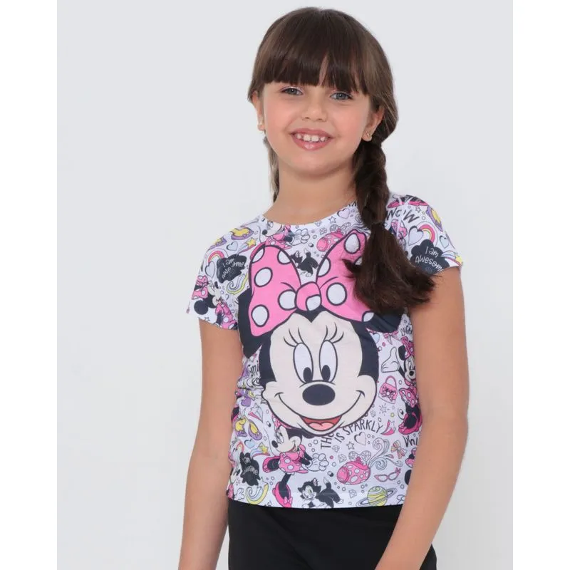 Blusa Infantil Minnie Mouse Disney Branca 10