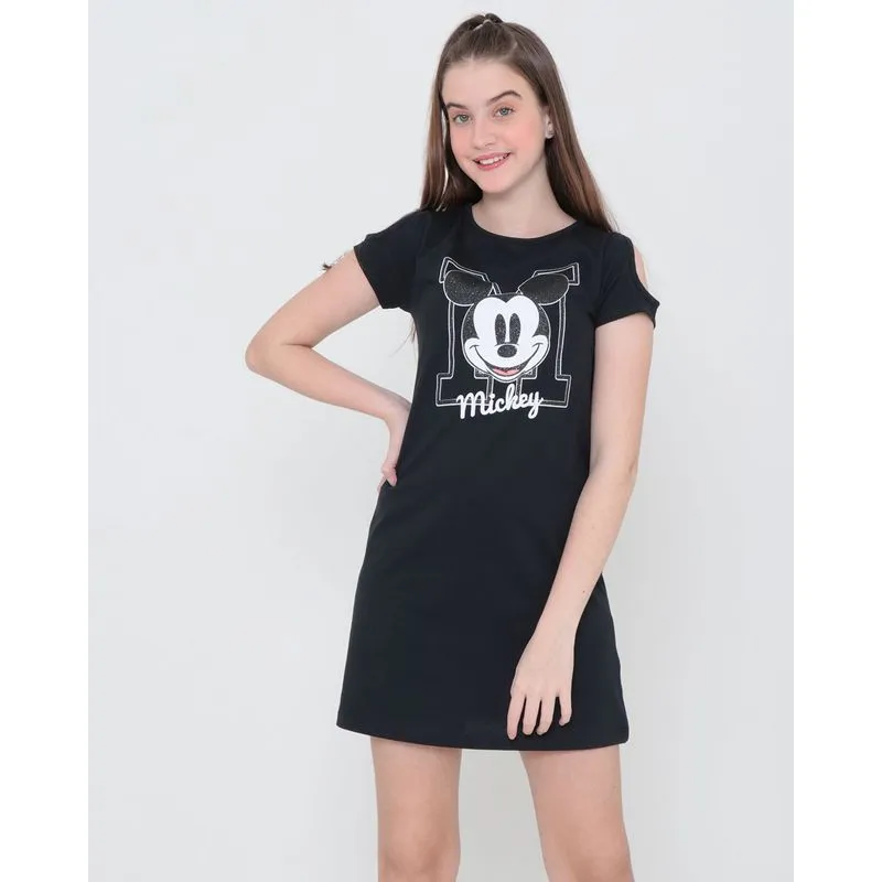 Vestido Juvenil Mickey Mouse Disney Preto 16