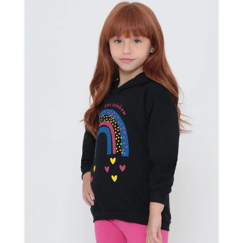Blusão Moletom Infantil Arco-Íris Preta 8