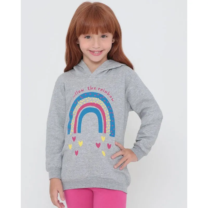 Blusão Moletom Infantil Arco-Íris Mescla Cinza 6