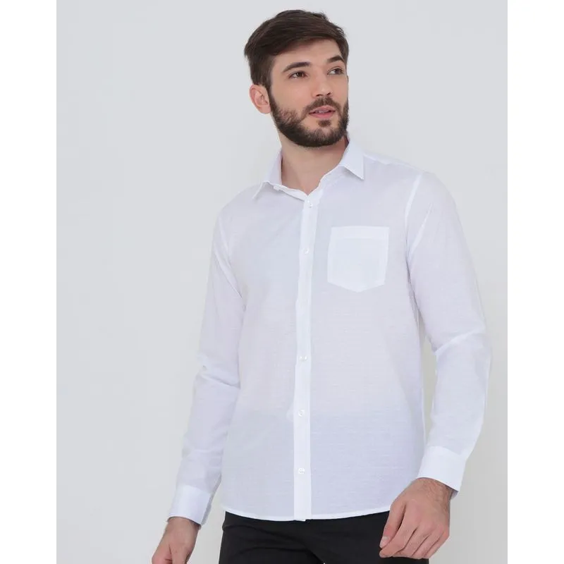 Camisa Masculina Manga Longa Lisa Branca 5