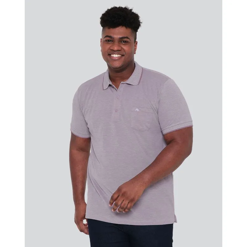 Polo Masculina Plus Size Piquet Lilás G4