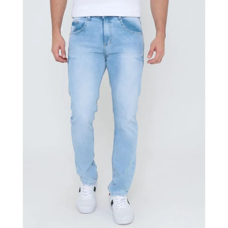 Calça Jeans Masculina Skinny Azul Claro 46