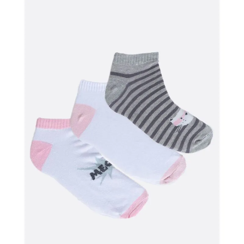 Kit 3 Pares Meia Fitter Feminina Soquete Cinza e Branco 34 A 39