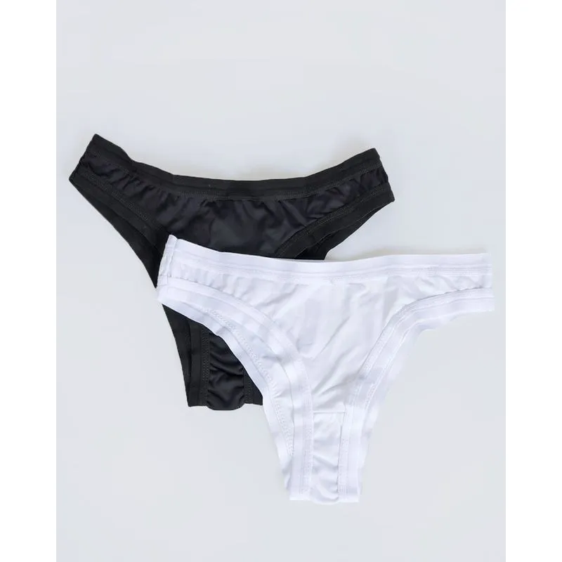 Kit 2 Calcinhas Feminina Básica Biquíni Lisas Branca e Preto GG