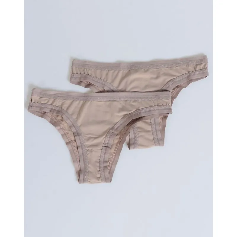 Kit 2 Calcinhas Feminina Básica Biquíni Lisa Bege P