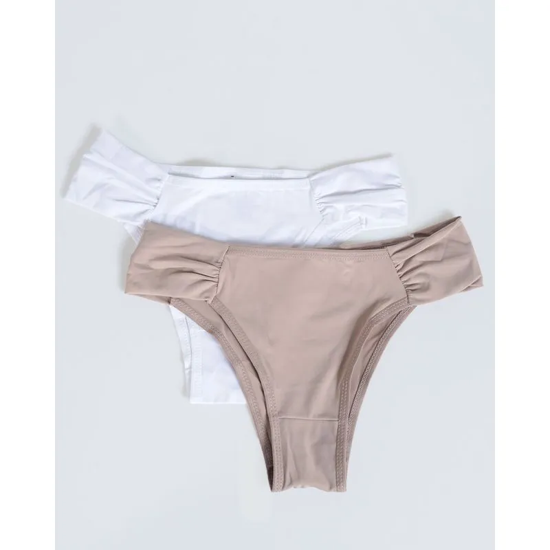 Kit 2 Calcinhas Bombom Lisas Branca e Bege G