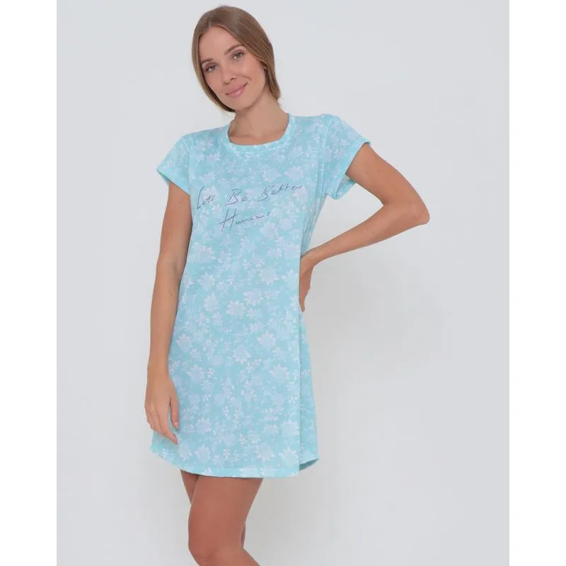 Camisola Estampa Floral Manga Curta Verde GG