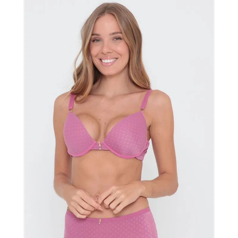 Sutiã Push Up Avulso Detalhe Textura Rosa Escuro 40